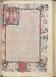 15世紀後半のカルテアンティクエの最初のHタイトルページに描かれたヘンリー7世（1457-1509） 作： English School